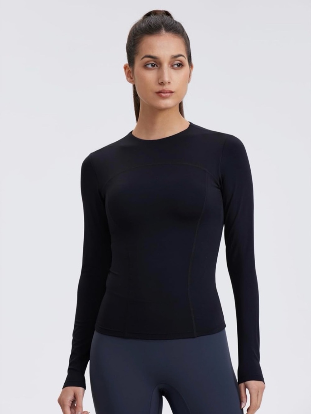 CRZ YOGA Black Long-Sleeve Performance Top